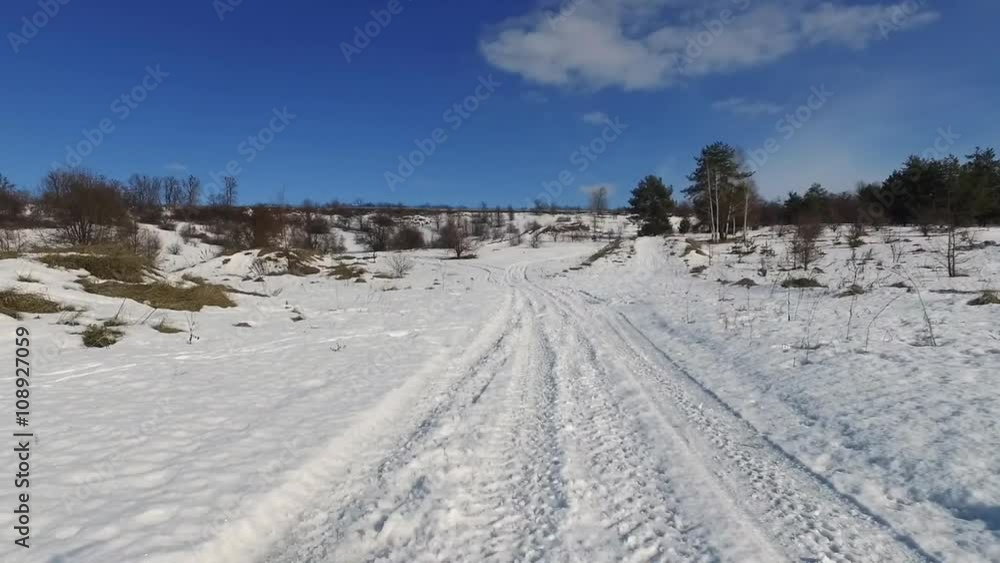beautiful snowy landscape with rolled road beautiful snowy landscape with rolled road