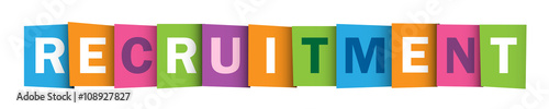 "RECRUITMENT" overlapping vector letters icon