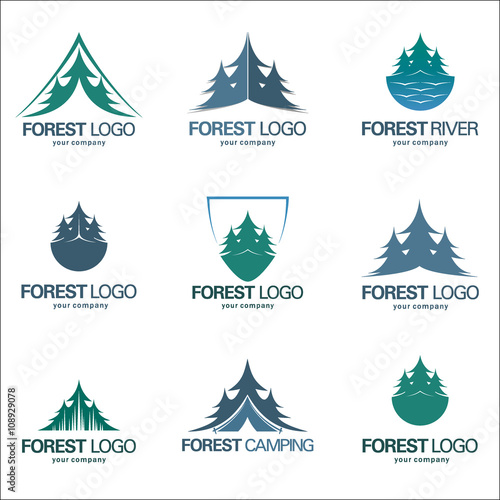 Set vector forest emblems