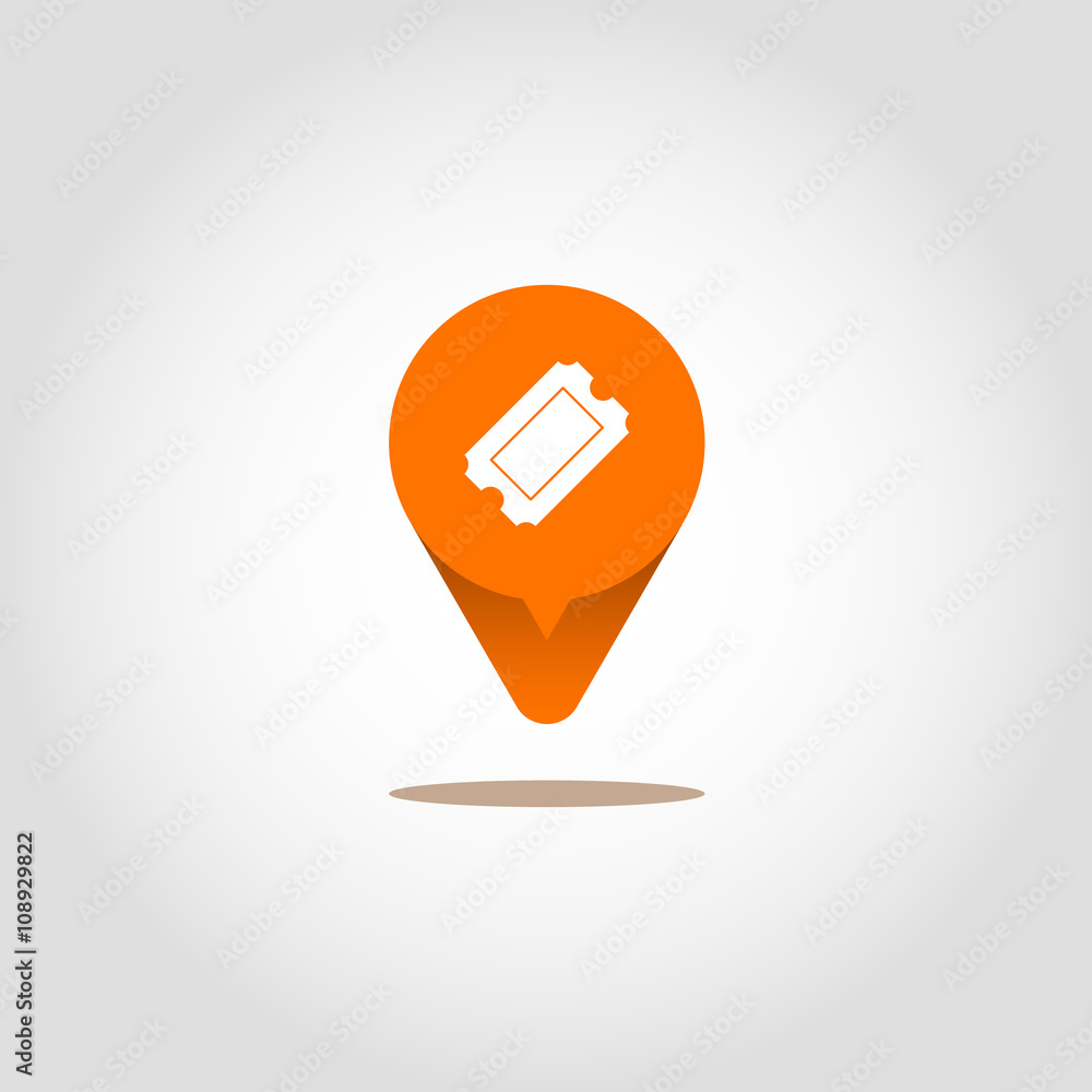 Flat icon set location flag design illustration ticket place