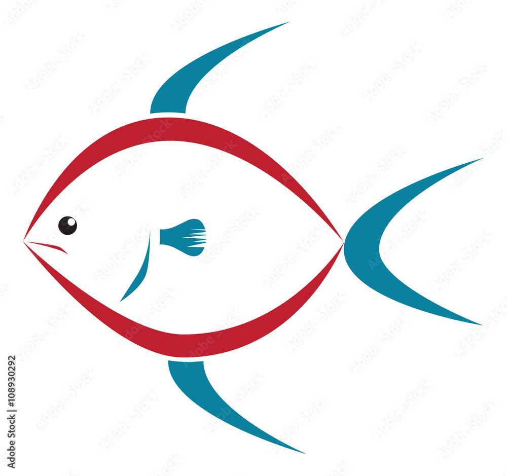Obraz premium brush stroke fish icon - illustration