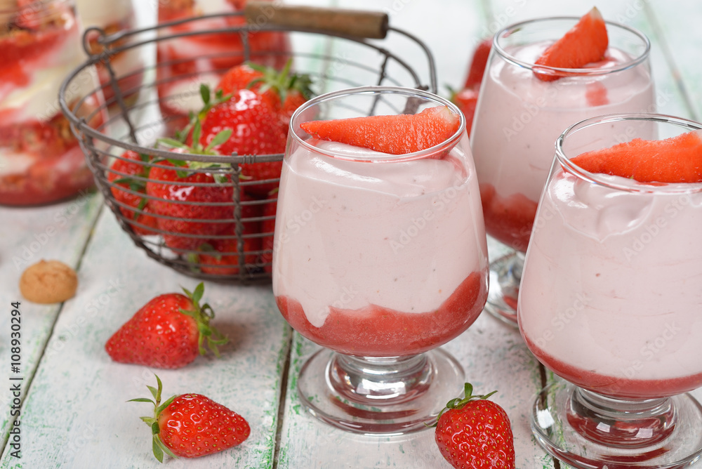 Strawberry mousse in a glass Strawberry mousse in a glass