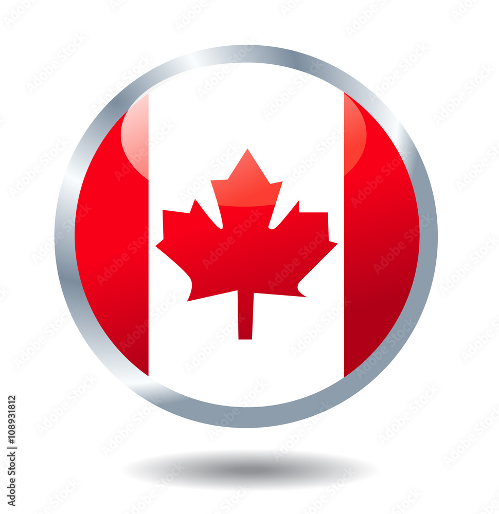 Vector flag button Canada Vector flag button Canada