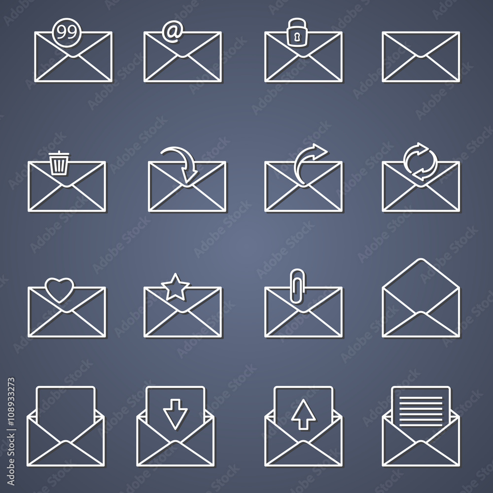 Mail icons, thin line design Mail icons, thin line design