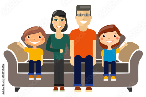Young Family Sitting on the Sofa