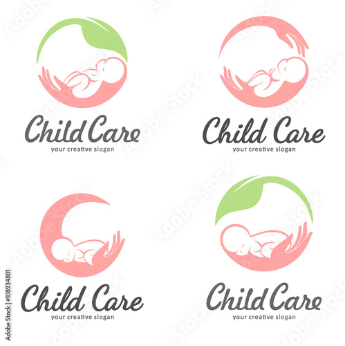 Set of logos of child care, motherhood and childbearing