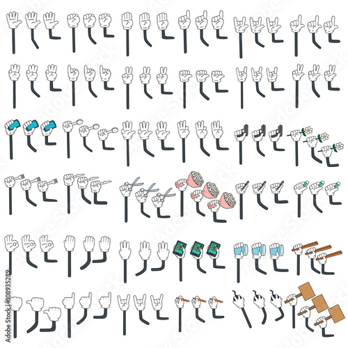 vector set of cartoon arm