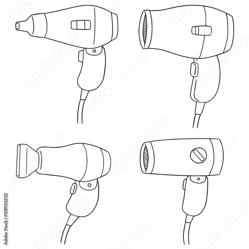 vector set of hair dryer