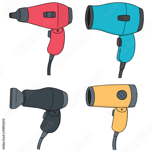 vector set of hair dryer