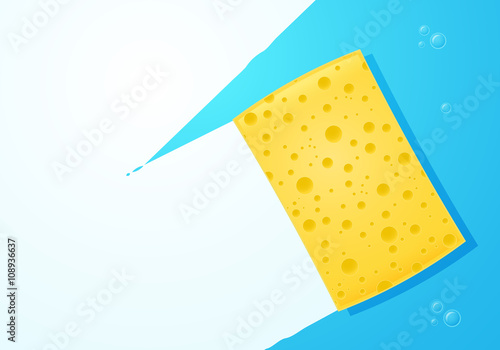Yellow sponge wiping glass. Layered vector EPS10 file.