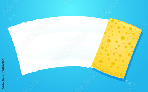 Yellow sponge wiping glass. Layered vector EPS10 file.