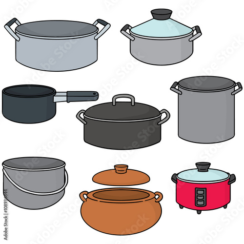 vector set of pot