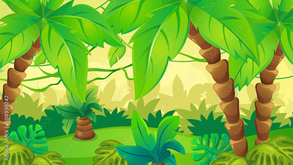 Obraz premium Jungle Background With Palm 