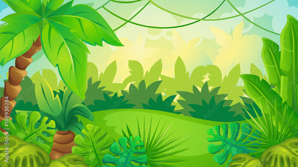 Cartoon Jungle Game Background Stock Vector | Adobe Stock