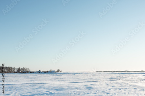 desolate winter landscape near the village