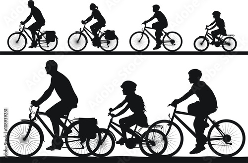 cycling silhouettes - family trip