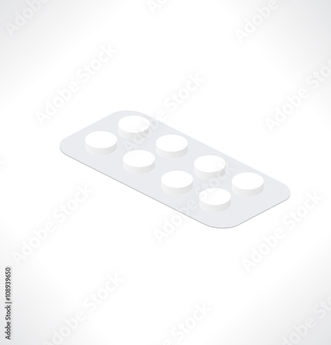 Round Pills in a blister pack. Vector illustration