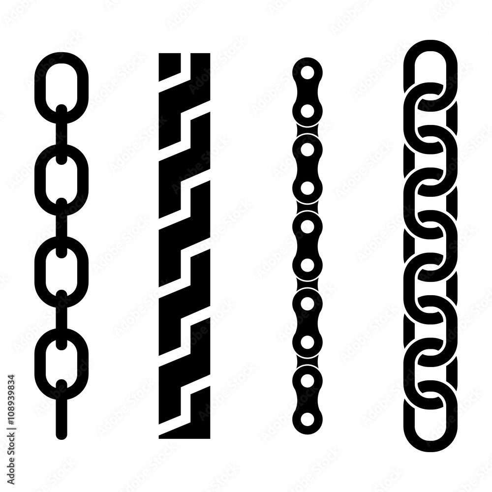 Vettoriale Stock Vector black metal chain parts icons set on white  background | Adobe Stock