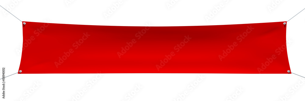 Empty red banner with corners ropes - obrazy, fototapety, plakaty 