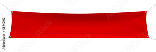 Empty red banner with corners ropes photo