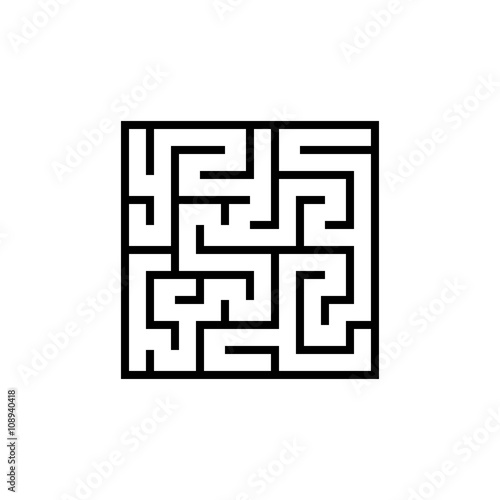 Vector black line maze icon on white background. Labyrinth icon