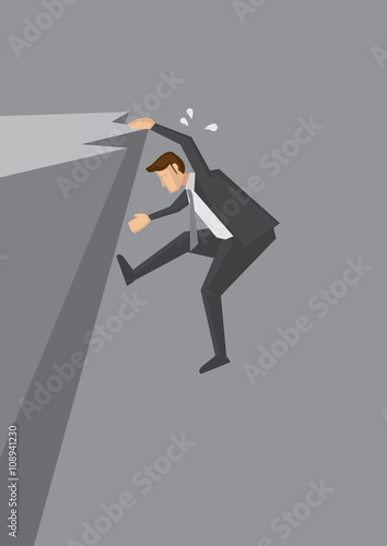 Man Clinging on Edge of Cliff
