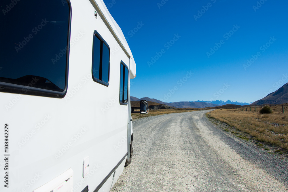 Camper driving in New Zealand 