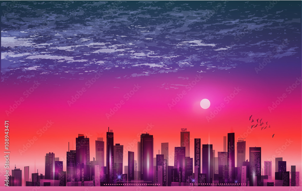 Fototapeta premium Imaginable city landscape