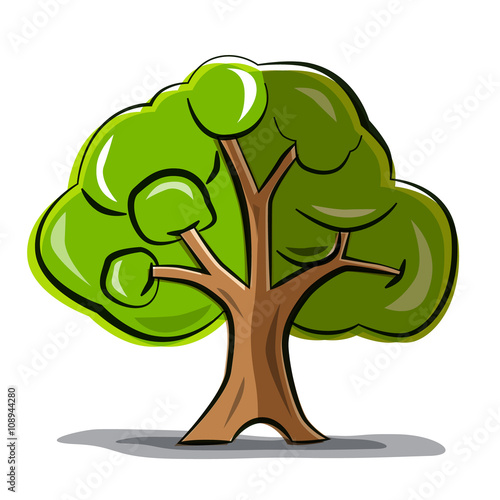 Tree - Vector Abstract Tree Isolated on White Background