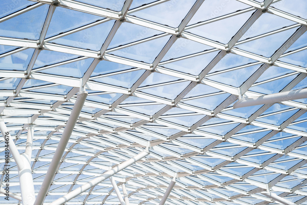 Steel glass roof ceiling wall construction transparent window with