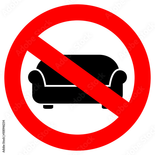 No sitting on sofa sign