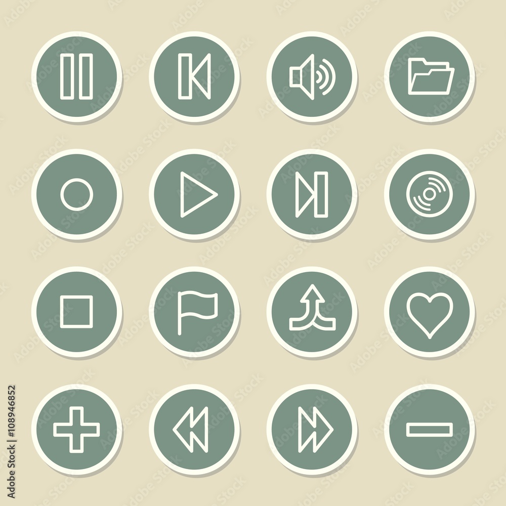 Media player web icons set Media player web icons set