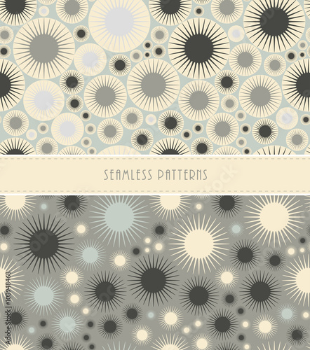 2 aquatic abstract seamless patterns in blue and gray