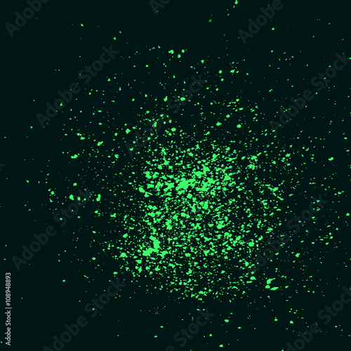 Colorful acrylic paint splatter on black background. Neon spray stains abstract background, vector illustration
