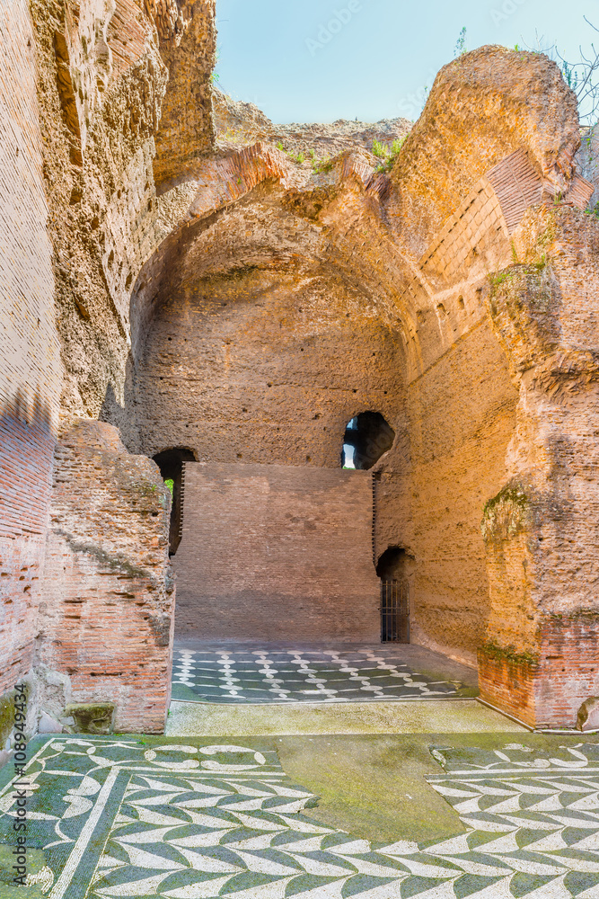 Φωτογραφία Picturesque view on old Undressing rooms( or Apodyterium ) in the ruins of ancient Roman Baths of Caracalla (Thermae Antoninianae) at summer sunny day