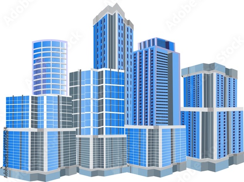Urban buildings isolated on white vector illustration © Massaget