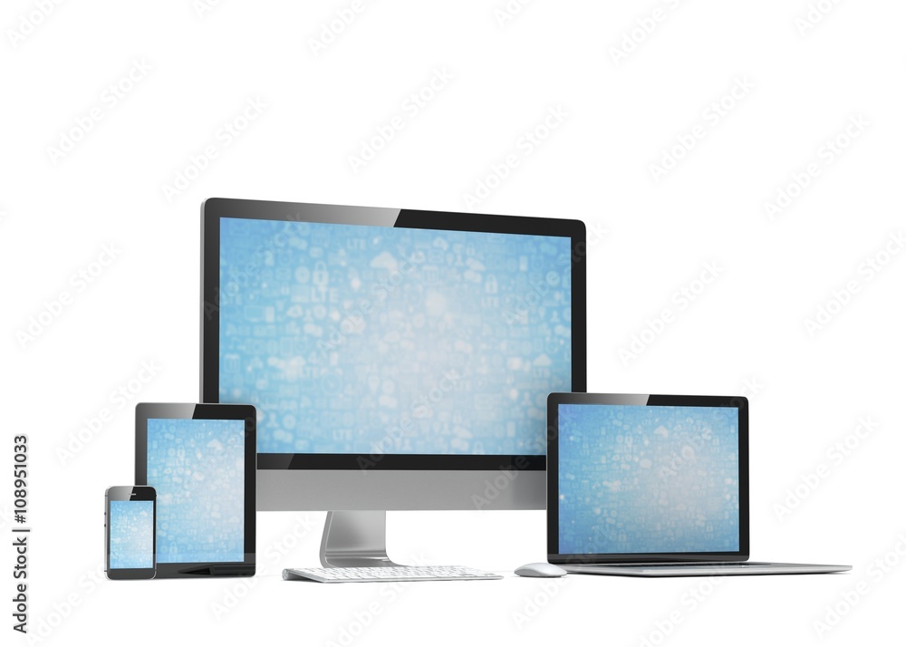 Ultimate web design, laptop, smartphone, tablet, computer, display. 3d rendering. Ultimate web design, laptop, smartphone, tablet, computer, display. 3d rendering.
