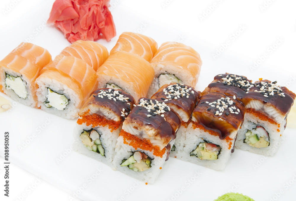 delicious seafood sushi at a Japanese restaurant delicious seafood sushi at a Japanese restaurant