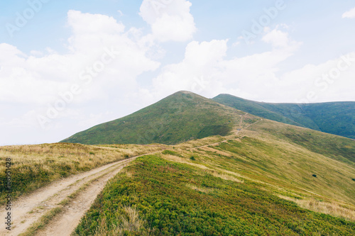 Road, autumn mountains, hills