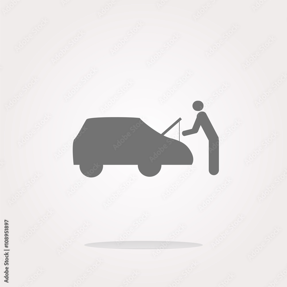 vector man and car on web icon (button) isolated on white vector man and car on web icon (button) isolated on white