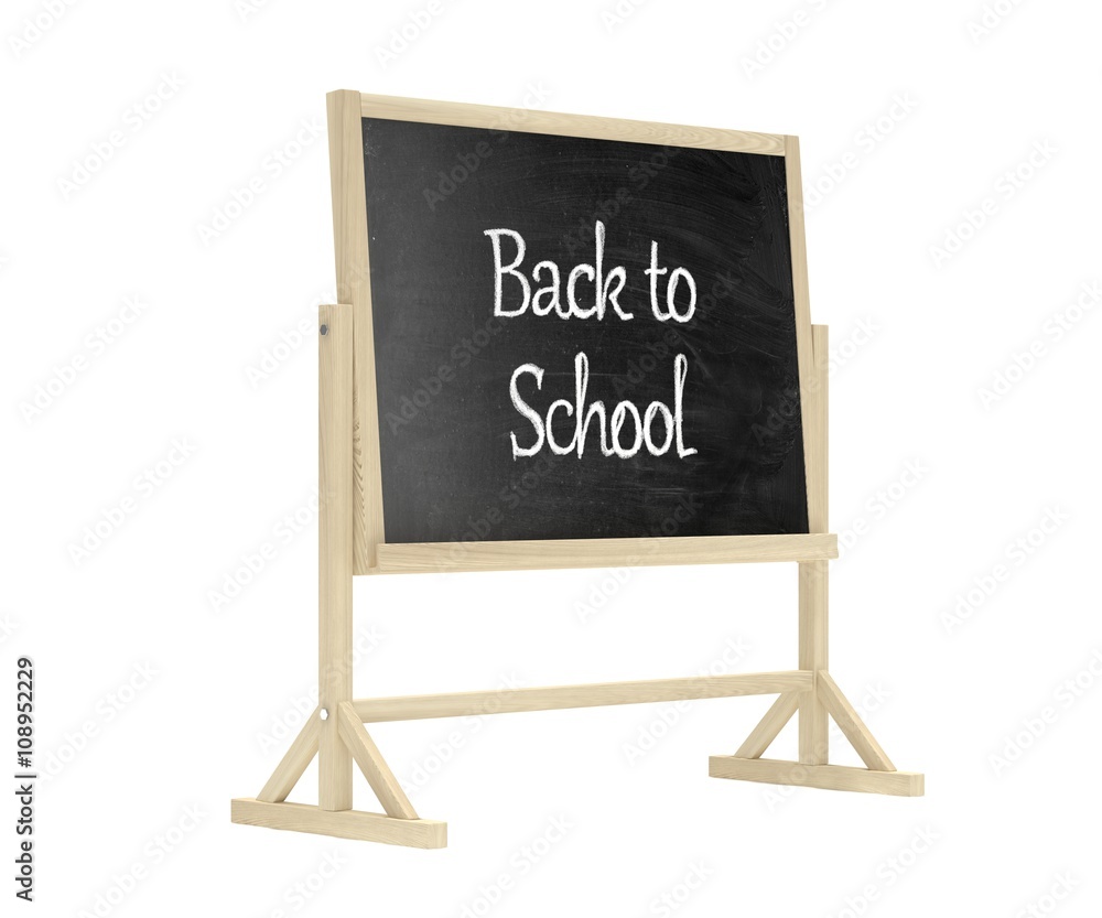 Back to School concept. Blackboard, chalkboard isolated on white. 3d rendering.