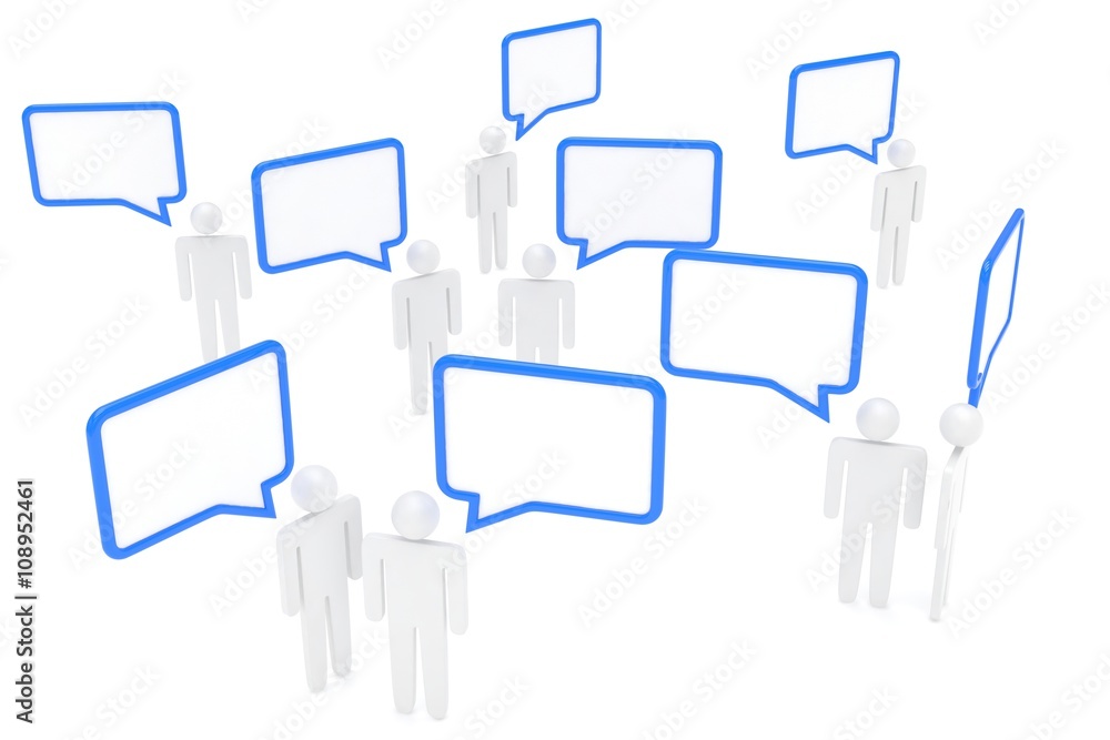 people with talk bubbles isolated over a white background. 3d rendering. people with talk bubbles isolated over a white background. 3d rendering.