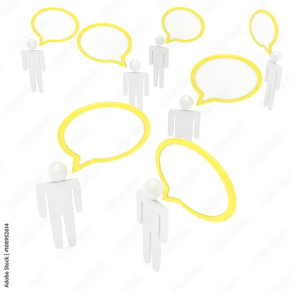 people with talk bubbles isolated over a white background. 3d rendering. people with talk bubbles isolated over a white background. 3d rendering.