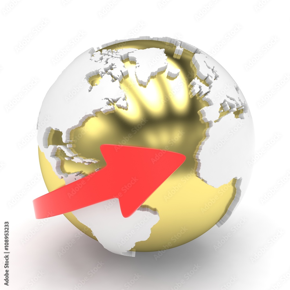 Fototapeta premium Arrow and Earth globe. 3d render