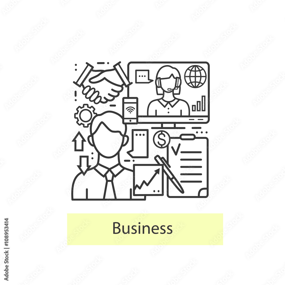 Modern thin line icons for business and management. Modern thin line icons for business and management.