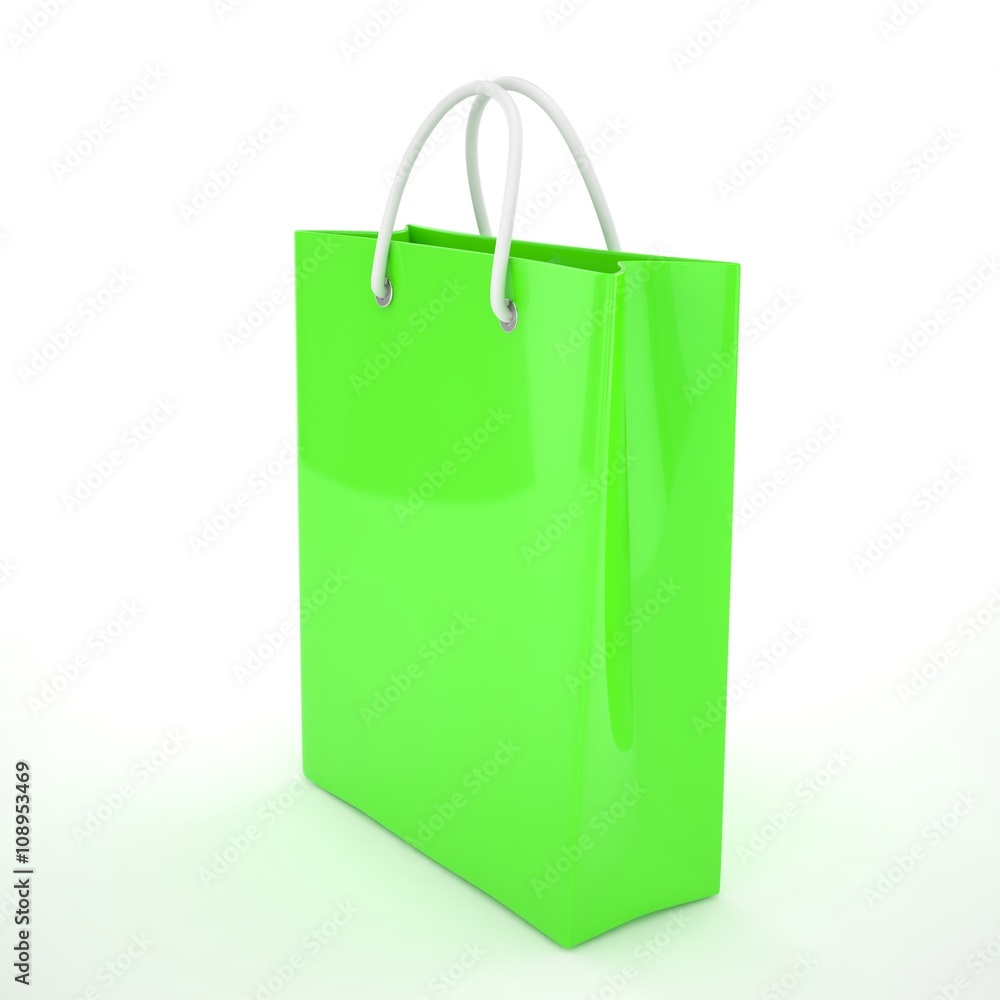 Paper Shopping Bag isolated on white background. 3d rendering. Paper Shopping Bag isolated on white background. 3d rendering.