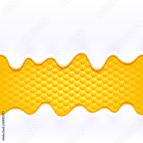 Yogurt drips. Seamless horizontal background.