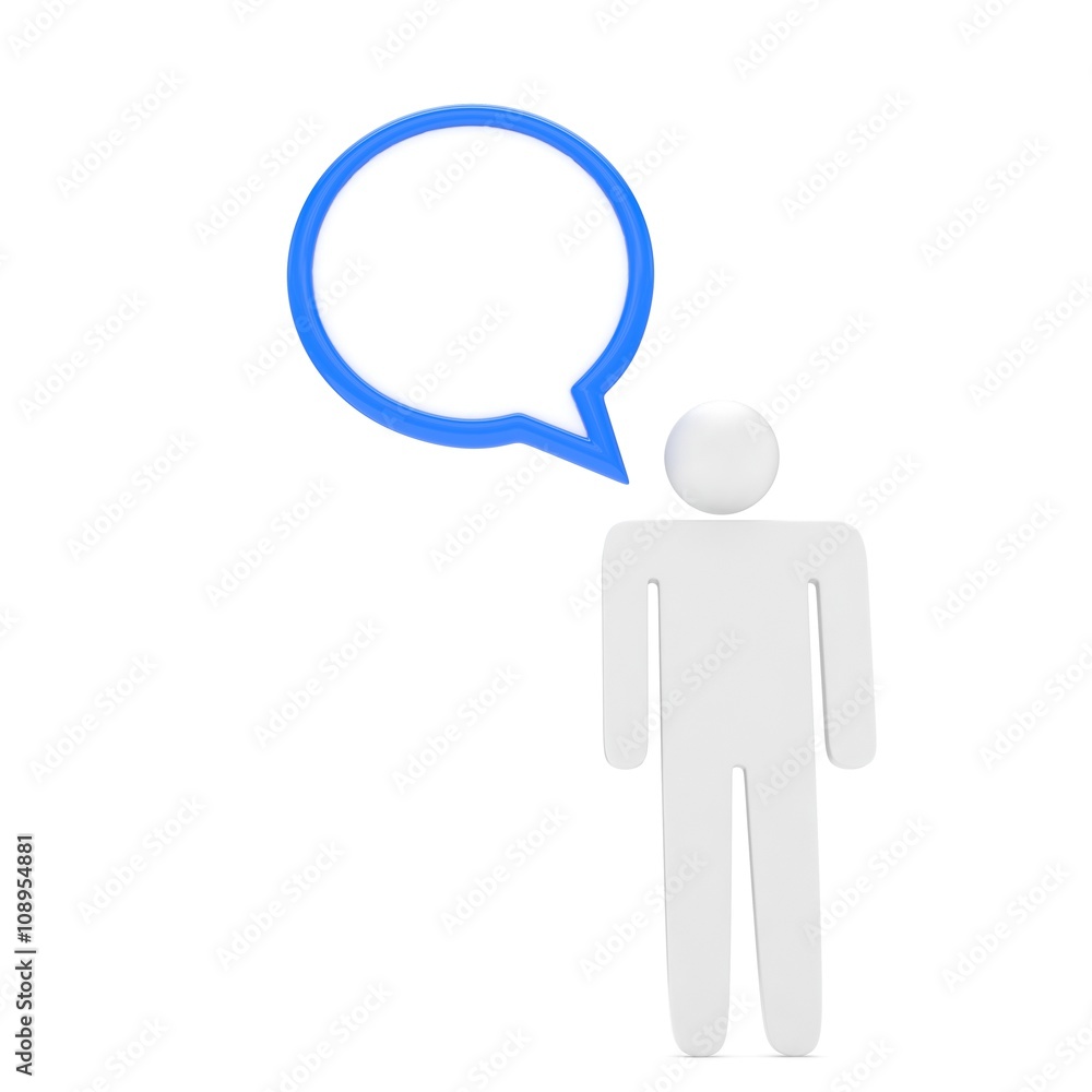 3d man with talk bubbles isolated over a white background. 3d rendering. 3d man with talk bubbles isolated over a white background. 3d rendering.