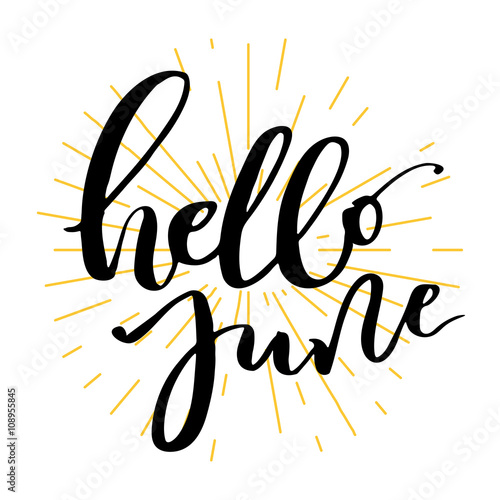 Hello june lettering print.