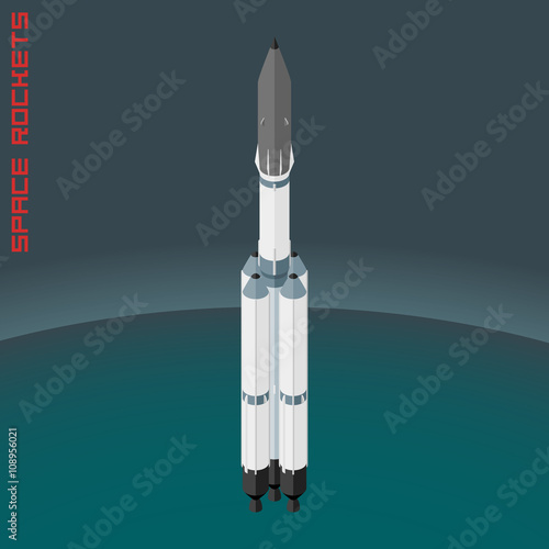 Isometric illustration russian space rocket Angara